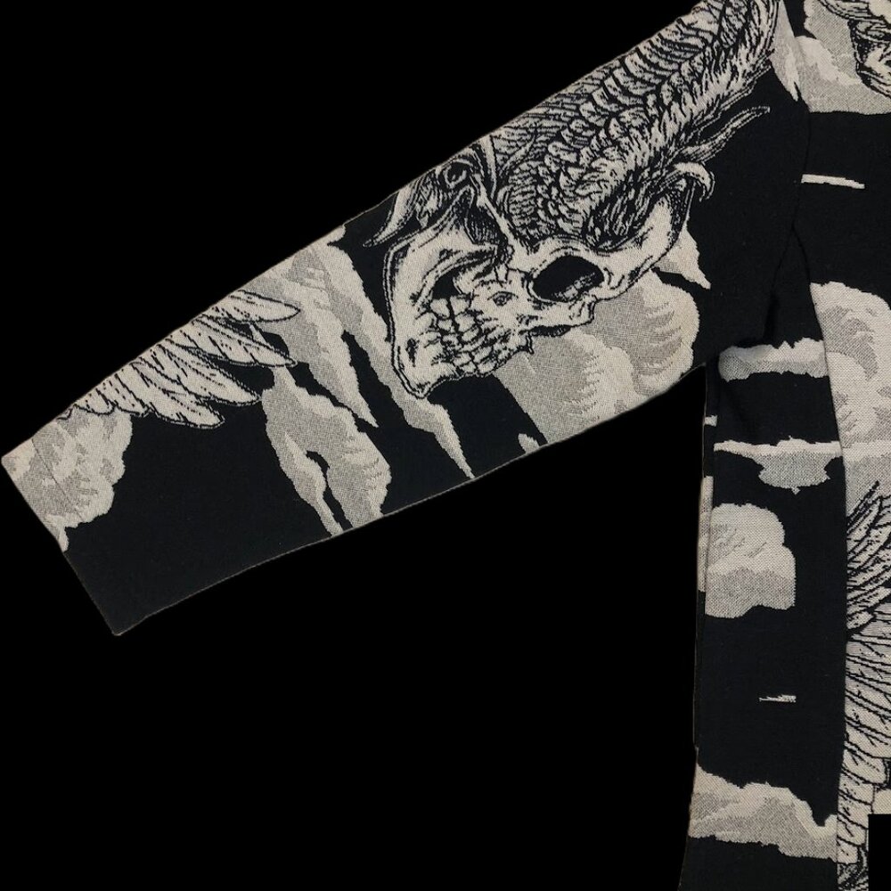 Rebel Vengeance Winged Skull Tapestry Jacket, Gothic Designer Streetwear Art - Picture 7 of 7